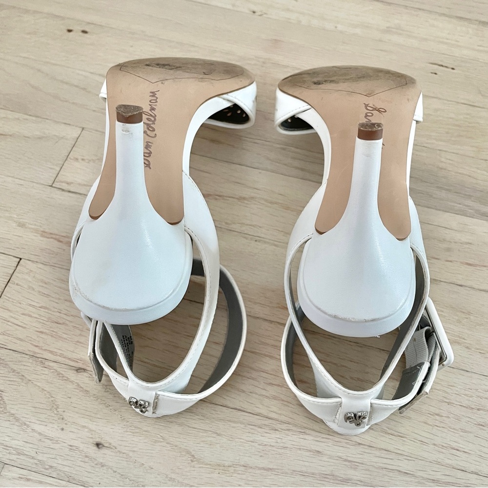 Sam Edelman White Floral Cutout Ankle Strap Odynna Pumps - Picture 4 of 5